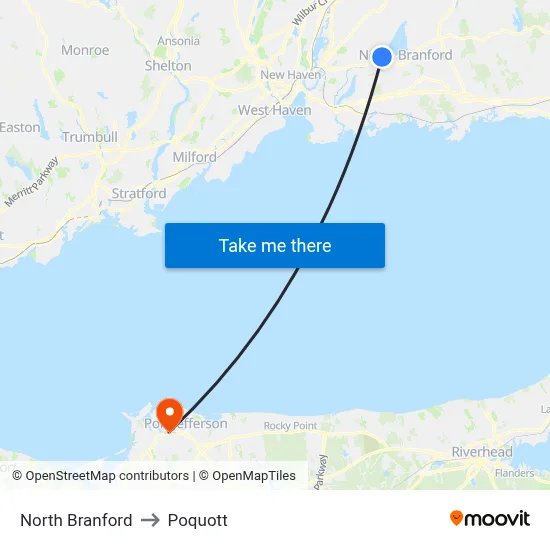 North Branford to Poquott map