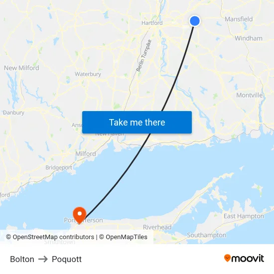 Bolton to Poquott map