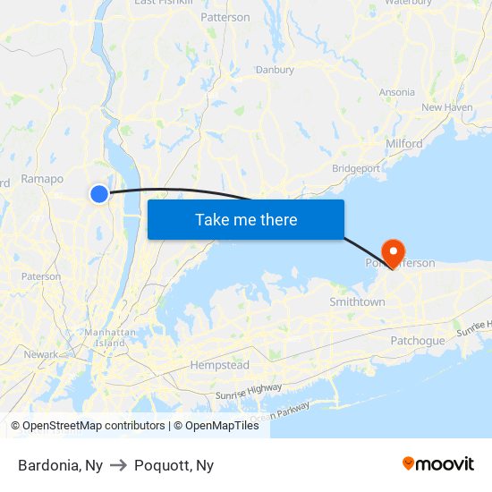 Bardonia, Ny to Poquott, Ny map