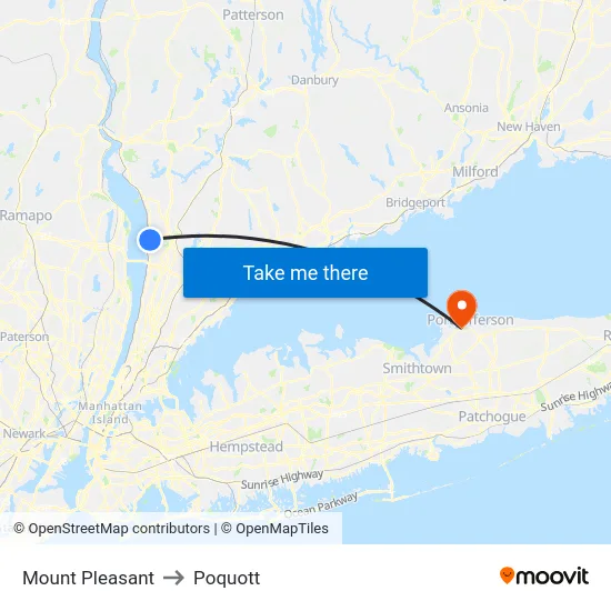 Mount Pleasant to Poquott map