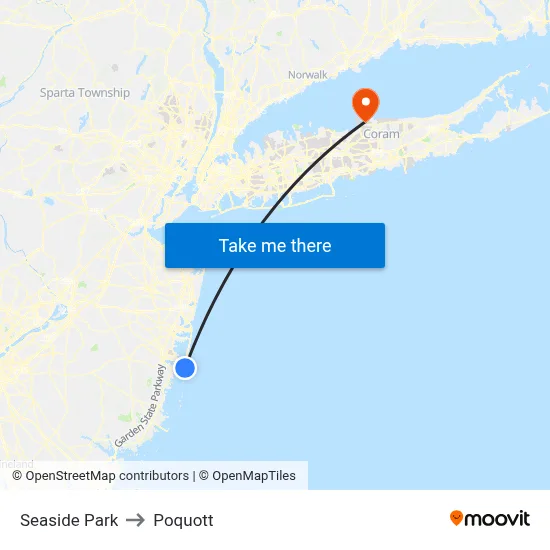 Seaside Park to Poquott map