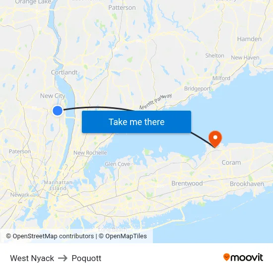 West Nyack to Poquott map