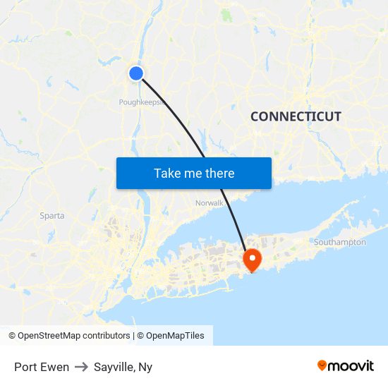 Port Ewen to Sayville, Ny map