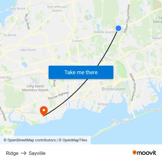 Ridge to Sayville map