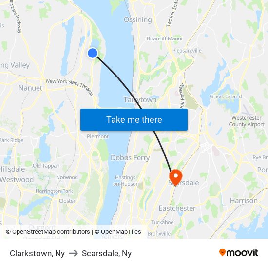 Clarkstown, Ny to Scarsdale, Ny map