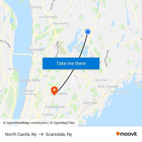 North Castle, Ny to Scarsdale, Ny map