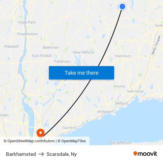 Barkhamsted to Scarsdale, Ny map