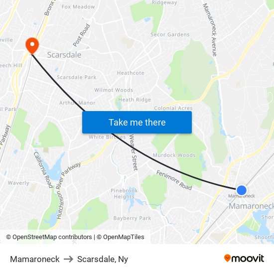 Mamaroneck to Scarsdale, Ny map