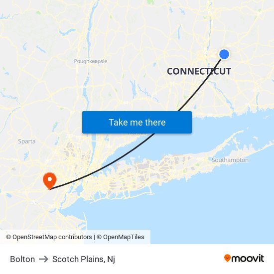 Bolton to Scotch Plains, Nj map