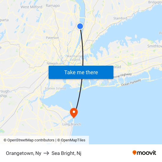 Orangetown, Ny to Sea Bright, Nj map