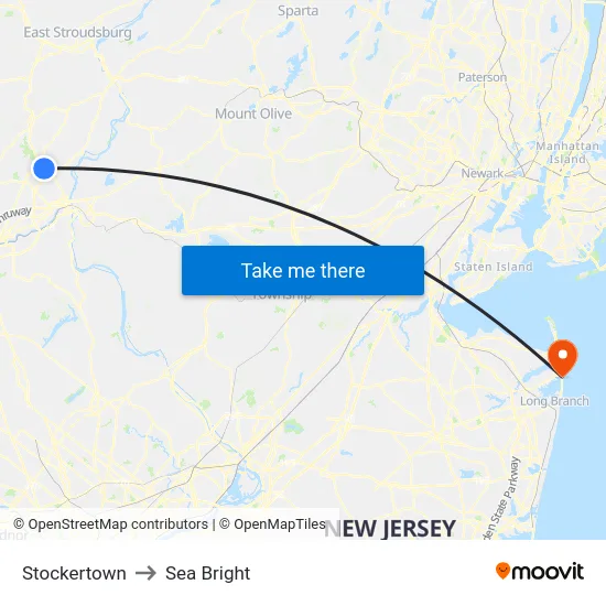 Stockertown to Sea Bright map