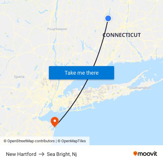 New Hartford to Sea Bright, Nj map