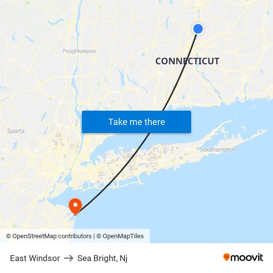 East Windsor to Sea Bright, Nj map