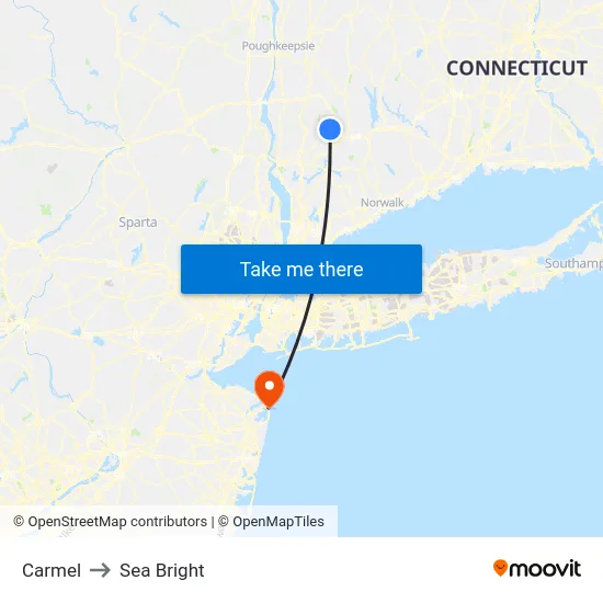 Carmel to Sea Bright map