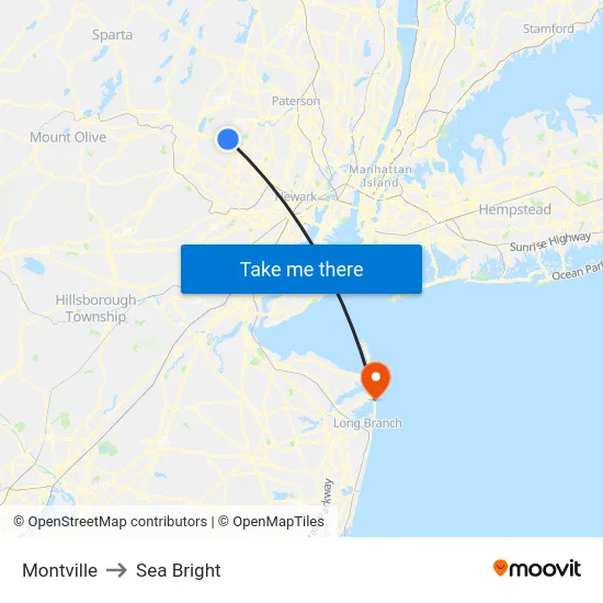 Montville to Sea Bright map