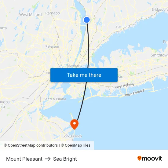 Mount Pleasant to Sea Bright map