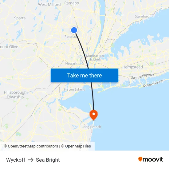 Wyckoff to Sea Bright map