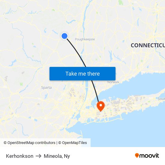 Kerhonkson to Mineola, Ny map