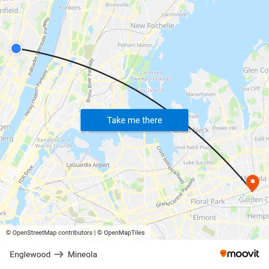 Englewood to Mineola map