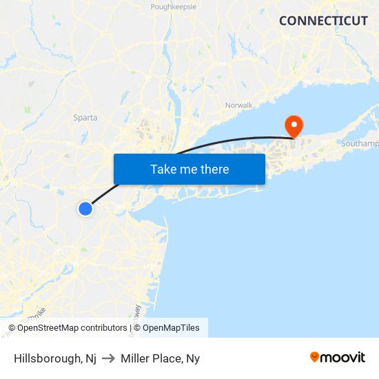 Hillsborough, Nj to Miller Place, Ny map