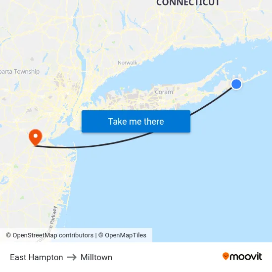 East Hampton to Milltown map