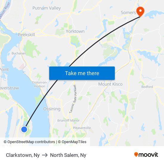 Clarkstown, Ny to North Salem, Ny map