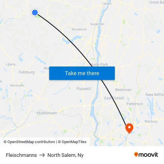 Fleischmanns to North Salem, Ny map