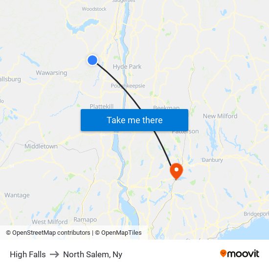 High Falls to North Salem, Ny map