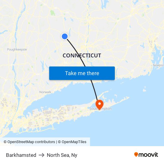 Barkhamsted to North Sea, Ny map