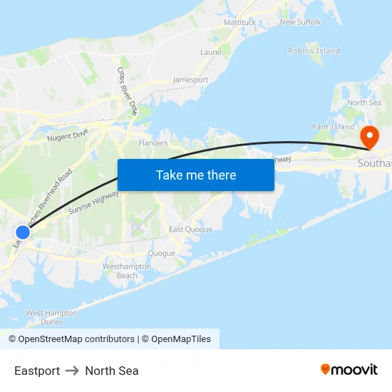 Eastport to North Sea map