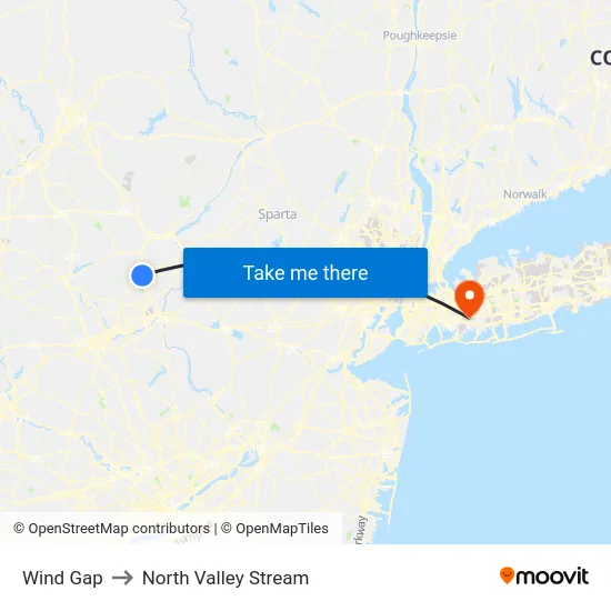 Wind Gap to North Valley Stream map