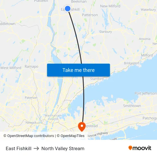 East Fishkill to North Valley Stream map