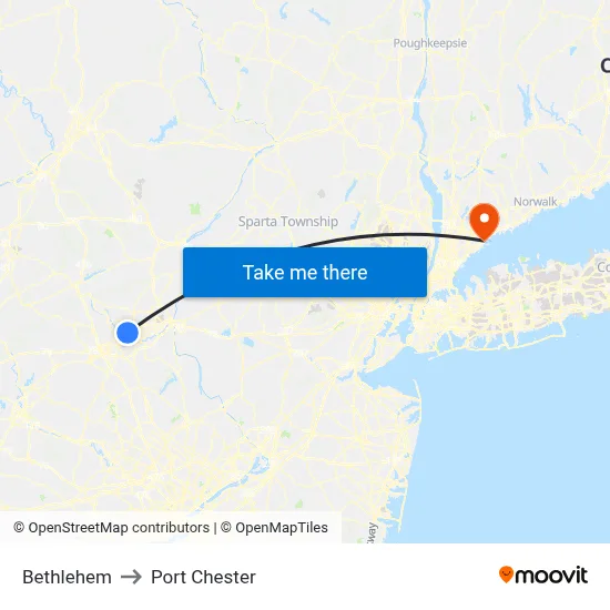 Bethlehem to Port Chester map