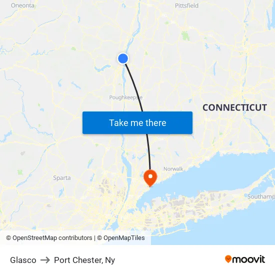 Glasco to Port Chester, Ny map