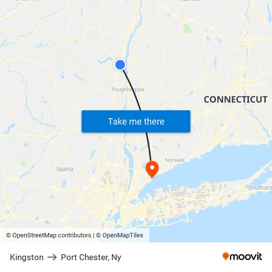 Kingston to Port Chester, Ny map