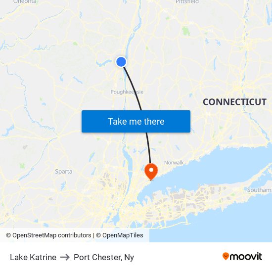 Lake Katrine to Port Chester, Ny map