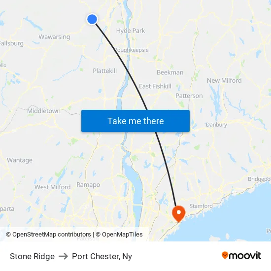 Stone Ridge to Port Chester, Ny map