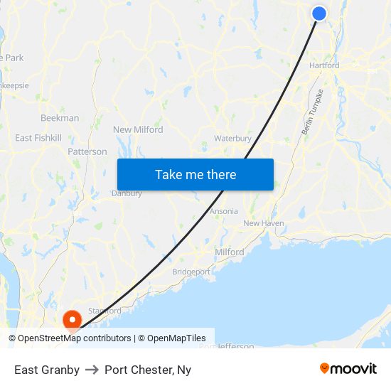 East Granby to Port Chester, Ny map