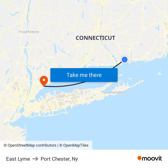 East Lyme to Port Chester, Ny map