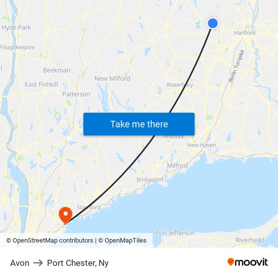 Avon to Port Chester, Ny map