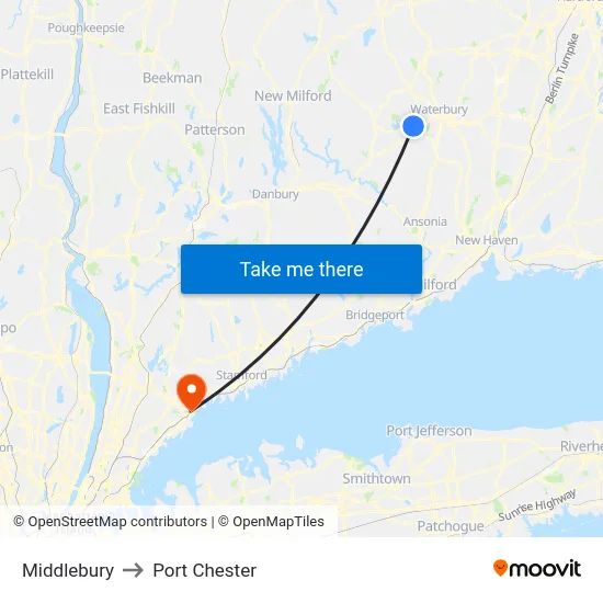 Middlebury to Port Chester map