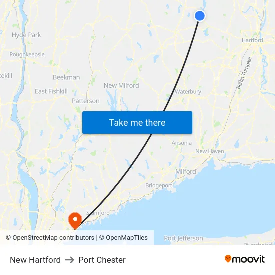 New Hartford to Port Chester map