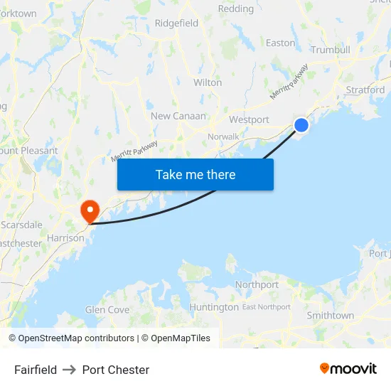 Fairfield to Port Chester map