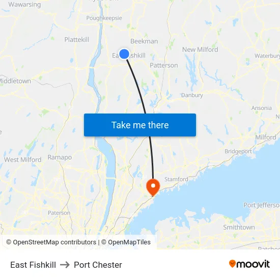 East Fishkill to Port Chester map