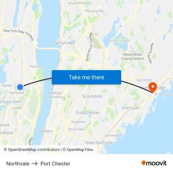 Northvale to Port Chester map