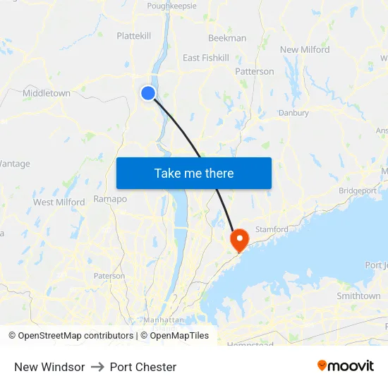 New Windsor to Port Chester map