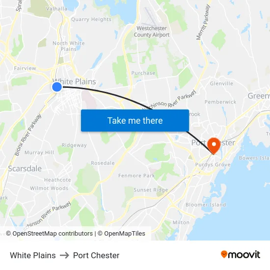 White Plains to Port Chester map