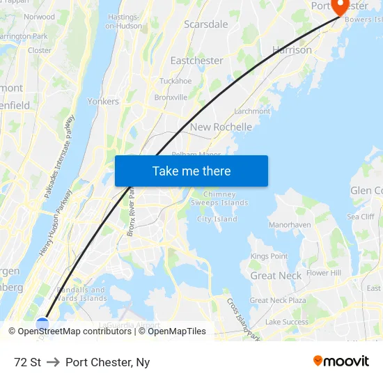 72 St to Port Chester, Ny map