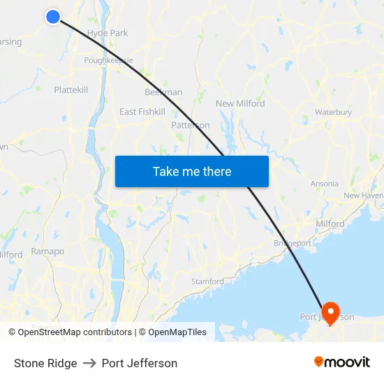 Stone Ridge to Port Jefferson map