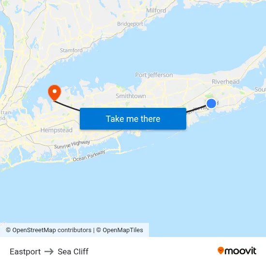 Eastport to Sea Cliff map